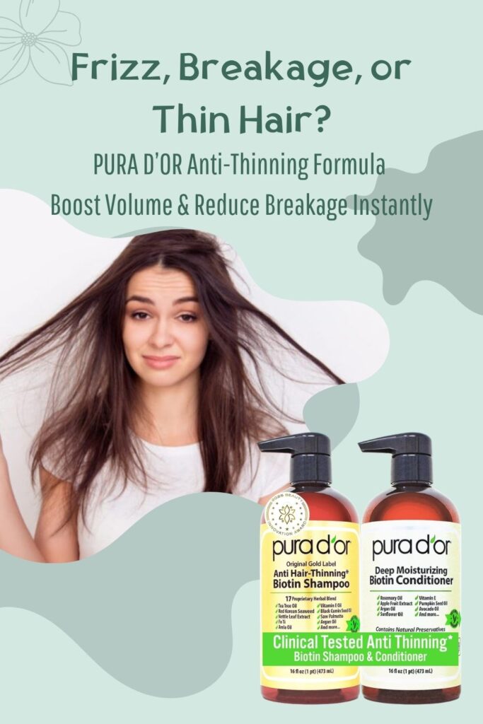 PURA D’OR Anti-Thinning Biotin Shampoo & Conditioner Set – Thicker, Stronger Hair