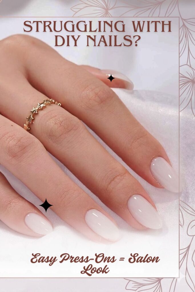 BTArtbox White Almond Press-On Nails – Short Soft Gel Reusable Nails