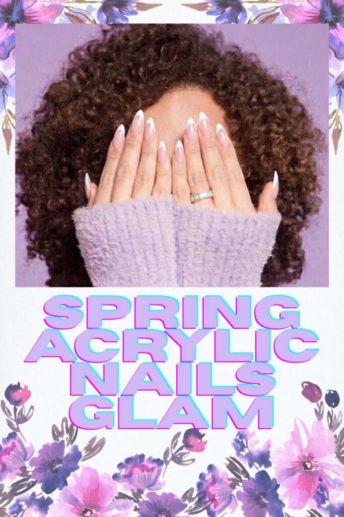 Press On Nails – Almond, French Tip, Medium Glue on Nails with Chrome Design – for Women